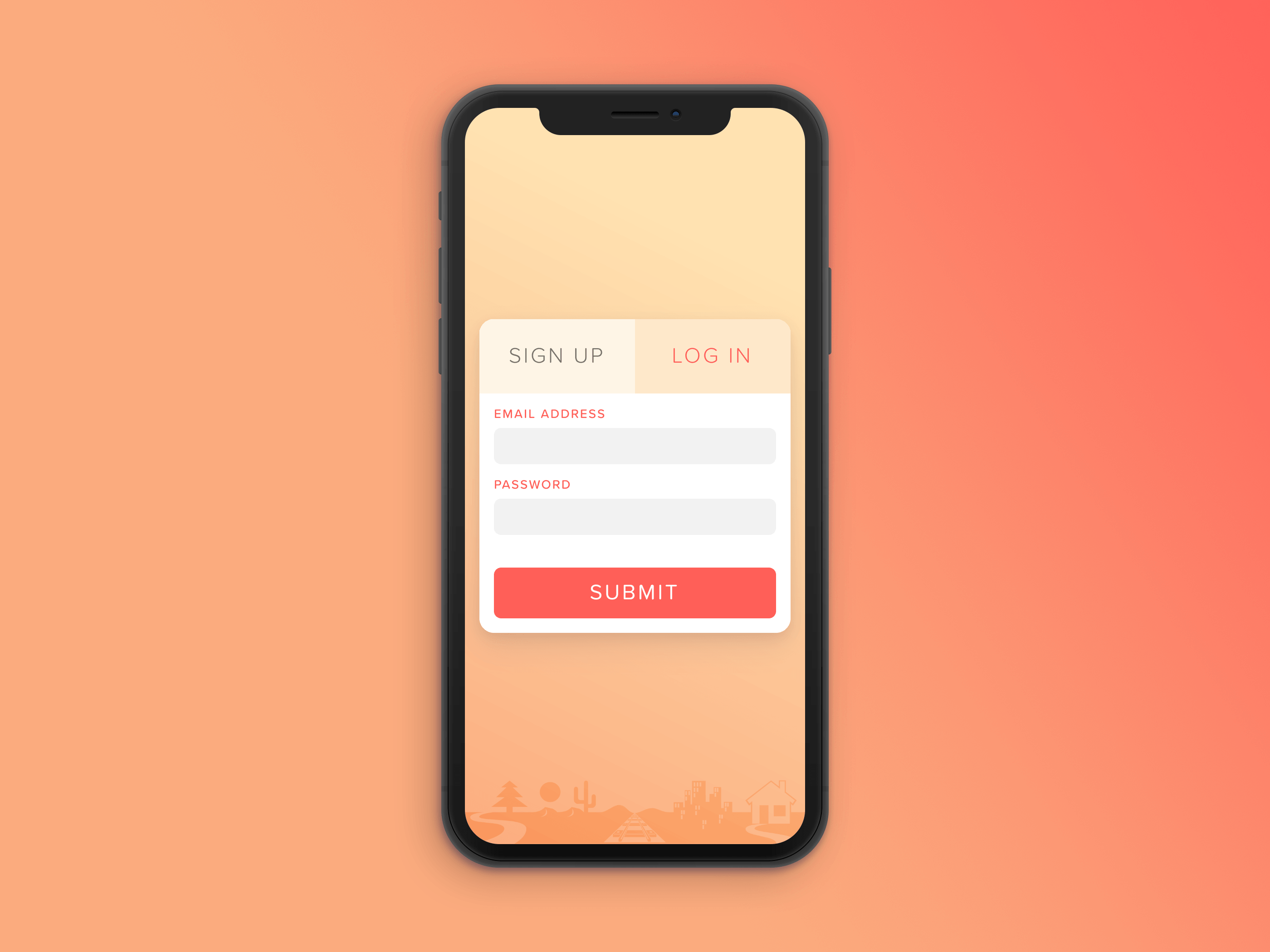 Log In screen design for iPhone X